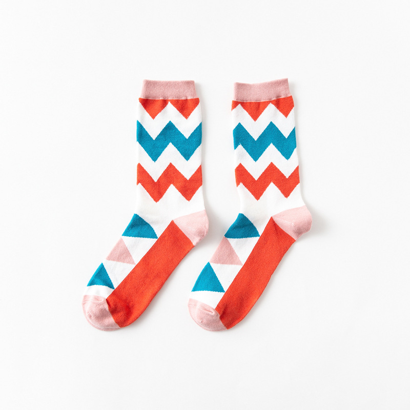 Racket Sports Stockings Wave Diamond Lattice Geometry, Tube Socks Male Personality Tide Ms. Cotton Socks Socks